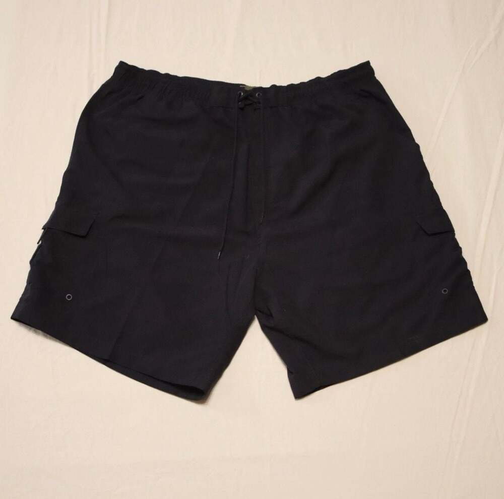 Hawaiian Authentics Men's Black Utility Cargo Swim Shorts